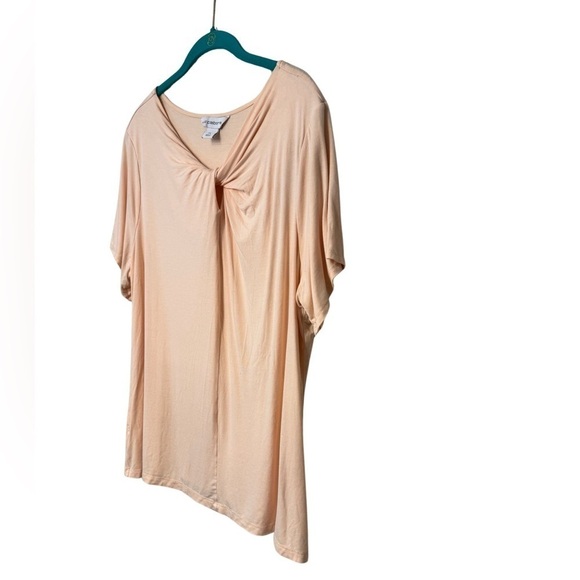 Liz Claiborne Peach Short Sleeve Shirt with Neckline Tie Knot Size 1X - Picture 2 of 10